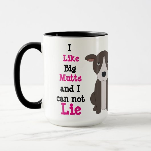 ZAZZ_ITによるカスタムな黒15ozの信号器のマグ大きいMutts3 マグカップ (左)