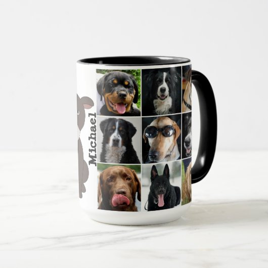 ZAZZ_ITによるカスタムな黒15ozの信号器のマグ大きいMutts3 マグカップ (正面右)