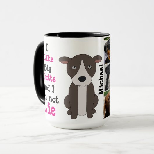 ZAZZ_ITによるカスタムな黒15ozの信号器のマグ大きいMutts3 マグカップ (正面左)