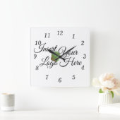 Zazzleあなたのロゴはこちら スクエア壁時計 (ホーム)