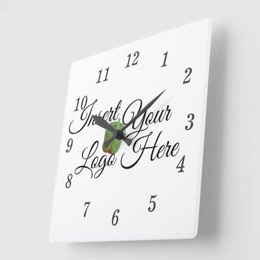 Zazzleあなたのロゴはこちら スクエア壁時計 (傾斜)