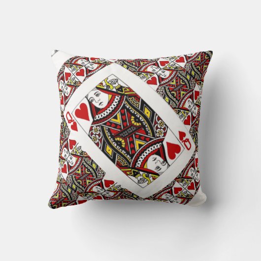 ZAZZLEからのハートのトランプのアートワークの女王 クッション (裏面)