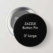 ZAZZLEのカスタム3"大きい円形ボタンPinの黒 缶バッジ (正面&裏面)