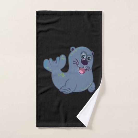 Zazzleのマスコットロゴキャラクター「The Fabric Seal」 ハンドタオル (ハンドタオル)
