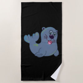 Zazzleのマスコットロゴキャラクター「The Fabric Seal」 ビーチタオル
