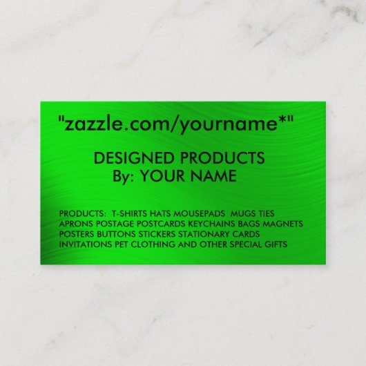 ZAZZLEの名刺zazzle.com/yourname* " 名刺 (正面)