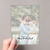 Zazzleアクリル結婚式の日付を保存する不透明な写真 アクリル招待状 (インサイチュ (ポータブル))
