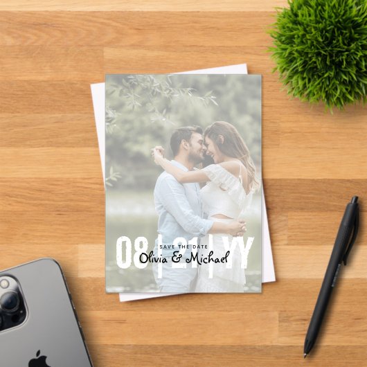 Zazzleアクリル結婚式の日付を保存する不透明な写真 アクリル招待状 (インサイチュ (招待状))