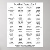Zazzleスクリプトフォント比較A - G ポスター (正面)
