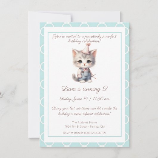 Zazzle ニャンと素敵な誕生日 ご招待状 招待状 (正面)