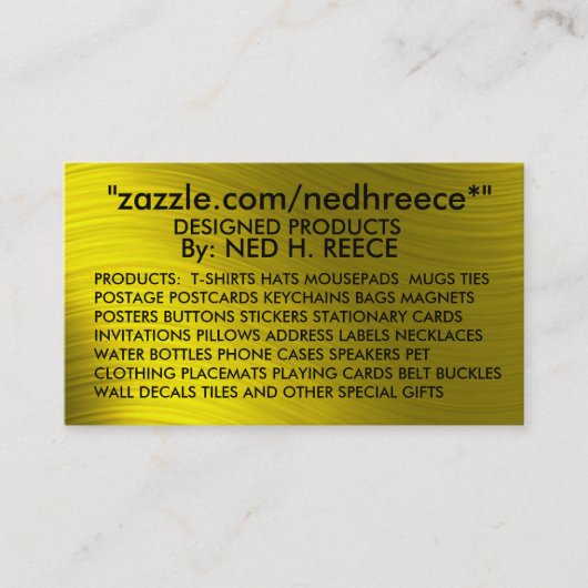 zazzle.com/nedhreece*の" -名刺 名刺 (正面)