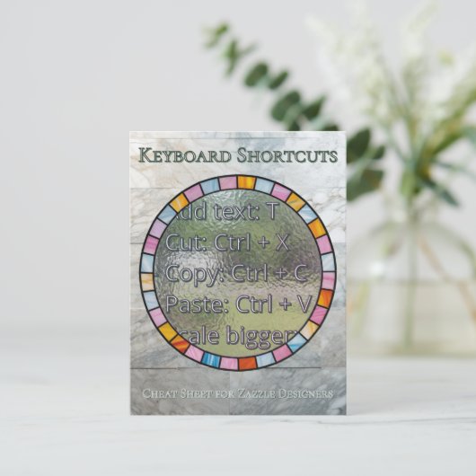Zazzle Designer Keyboard Shortcuts Reference Card ポストカード (スタンド正面)