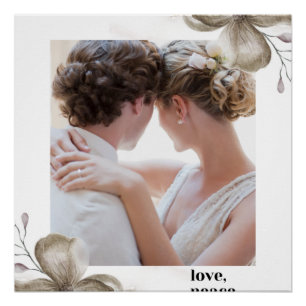 Zazzle love peace & joy光沢のあるポスター ポスター