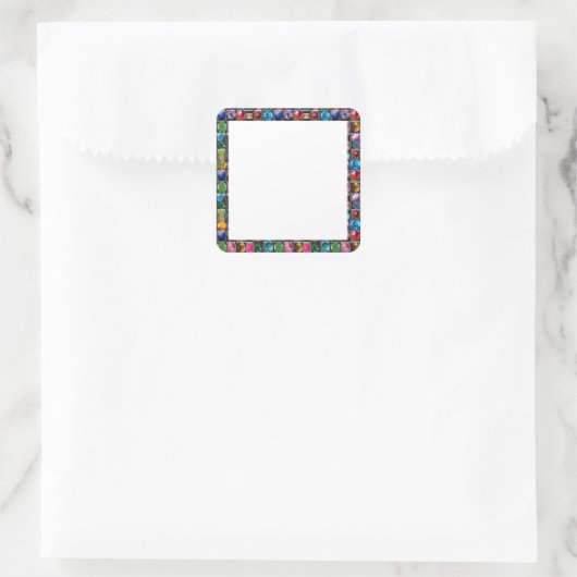 Zazzlingラベル宝石の宝石の真珠のフレ縁どーム スクエアシール (バッグ)