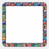 Zazzlingラベル宝石の宝石の真珠のフレ縁どーム スクエアシール (正面)