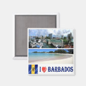 zBB005 BARBADOS I Love, Mosaic, Bridgetown,冷蔵庫 マグネット (正面/裏面)