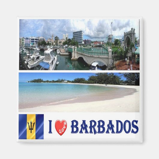zBB005 BARBADOS I Love, Mosaic, Bridgetown,冷蔵庫 マグネット (正面)