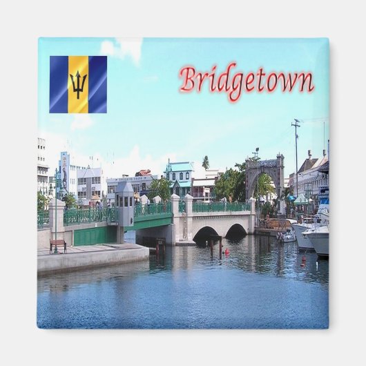 zBB008 BRIDGETOWN，パノラマ，バルバドス，冷蔵庫 マグネット (正面)