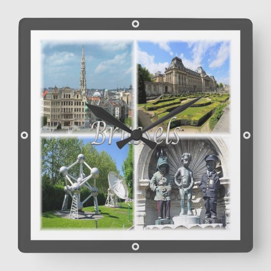 zBE009 BRUSSELS Bruxellesベルギー, スクエア壁時計 (正面)