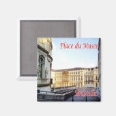 zBE017 BRUSSELS BRUXELLESミュージアムスクエア、冷蔵庫 マグネット (正面/裏面)