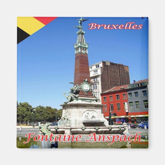 zBE027 BRUSSELS BRUXELLES Fontaine Anspach, マグネット (正面)