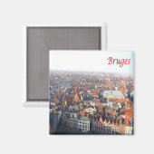 zBE033 BRUGES View from the Belfry Belgium冷蔵庫 マグネット (正面/裏面)