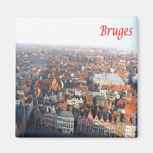 zBE033 BRUGES View from the Belfry Belgium冷蔵庫 マグネット