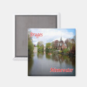 zBE036 BRUGES Minnewaterl，ベルギー，冷蔵庫 マグネット (正面/裏面)