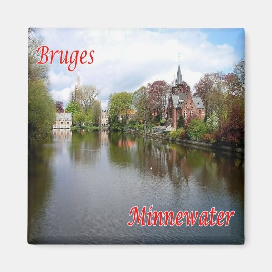 zBE036 BRUGES Minnewaterl，ベルギー，冷蔵庫 マグネット (正面)