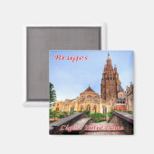 zBE038 BRUGES The Notre Dame,ベルギー,冷蔵庫 マグネット (正面/裏面)