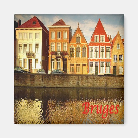 zBE043 BRUGES Houses Belgium,冷蔵庫 マグネット (正面)