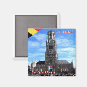 zBE048 BRUGES The Belfry – ベルギー – 冷蔵庫 マグネット (正面/裏面)