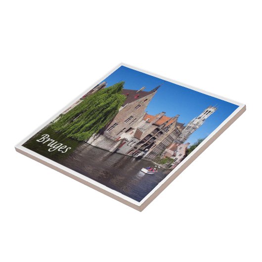 zBE052 BRUGES運河，ベルギー， タイル (側面)