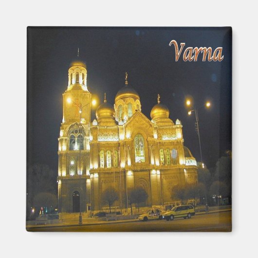 zBG005 VARNA by Night Bulgaria,冷蔵庫 マグネット (正面)