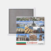 zBG009 SOFIA Bulgaria collage,冷蔵庫 マグネット (正面/裏面)