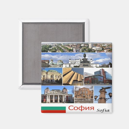 zBG009 SOFIA Bulgaria collage,冷蔵庫 マグネット (正面/裏面)