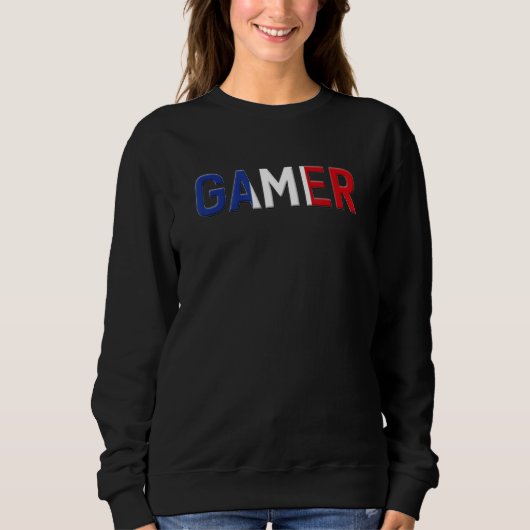 ZBG Tees France Country flag and Gamer Print スウェットシャツ (正面)