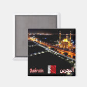 zBH004 Grand Mosque by night, Bahrain Asia,冷蔵庫 マグネット (正面/裏面)
