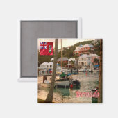 zBM007 Bミューダ，フラットツビレッジ，アメリカ，冷蔵庫 マグネット (正面/裏面)