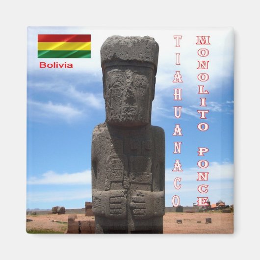 zBO006 TIAHUANACO, Ponce Monolith,ボリビア,冷蔵庫 マグネット (正面)