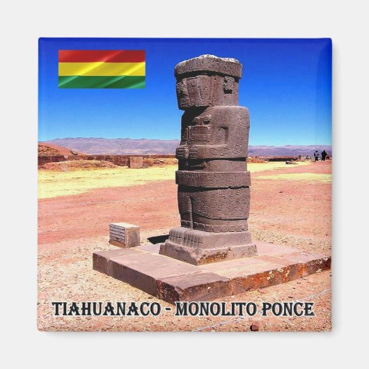 zBO015 TIAHUANACO, Ponce Monolith, Boliva,冷蔵庫 マグネット (正面)