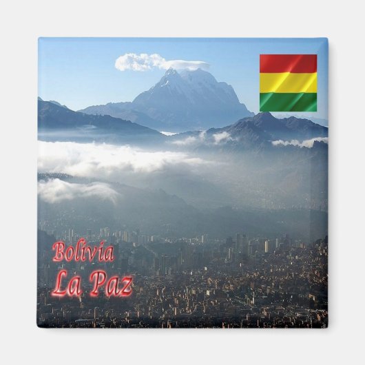 zBO019 LA PAZ, Amaneciendo,ボリビア,冷蔵庫 マグネット (正面)
