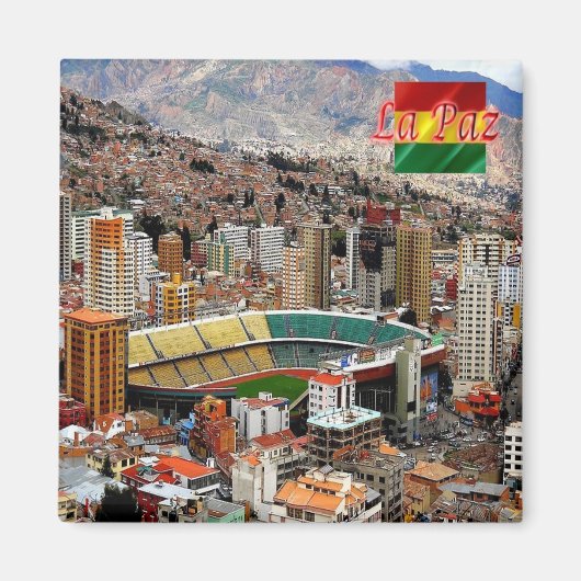 zBO020 LA PAZ空中表示、ボリビア、冷蔵庫 マグネット (正面)