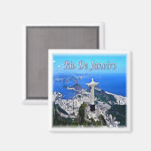 zBR005 RIO DE JANEIRO、Christ Redeemer、冷蔵庫 マグネット (正面/裏面)
