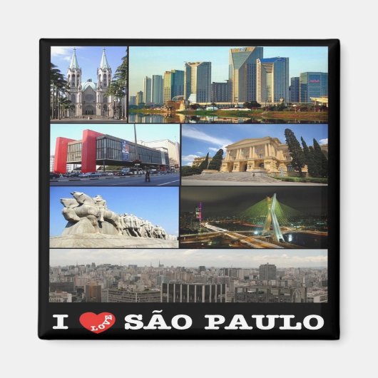 zBR010 SAO PAULO I Love,モザイク,ブラジル,冷蔵庫 マグネット (正面)