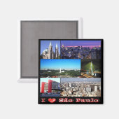 zBR011 SAO PAULO I Love，モザイク，冷蔵庫 マグネット (正面/裏面)
