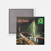 zBR014 SAO PAULO by Night，ブラジル。冷蔵庫 マグネット (正面/裏面)