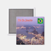 zBR022 RIO DE JANEIRO By Night,ブラジル,冷蔵庫 マグネット (正面/裏面)