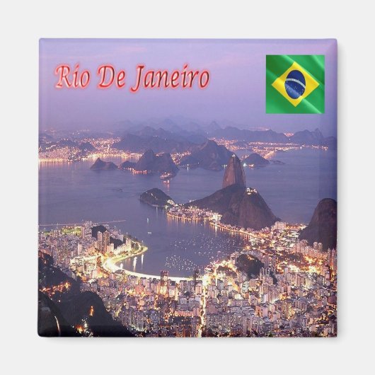 zBR022 RIO DE JANEIRO By Night,ブラジル,冷蔵庫 マグネット (正面)