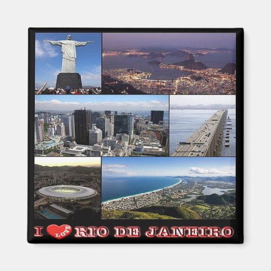 zBR025 RIO DE JANEIRO I Love，ブラジル，冷蔵庫 マグネット (正面)